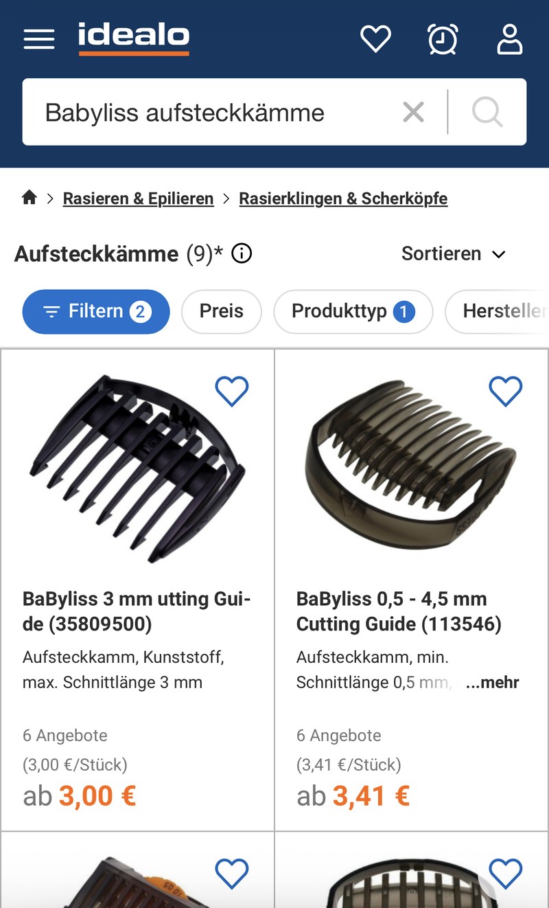 Neue mobile Ergebnisliste mit Filterleiste