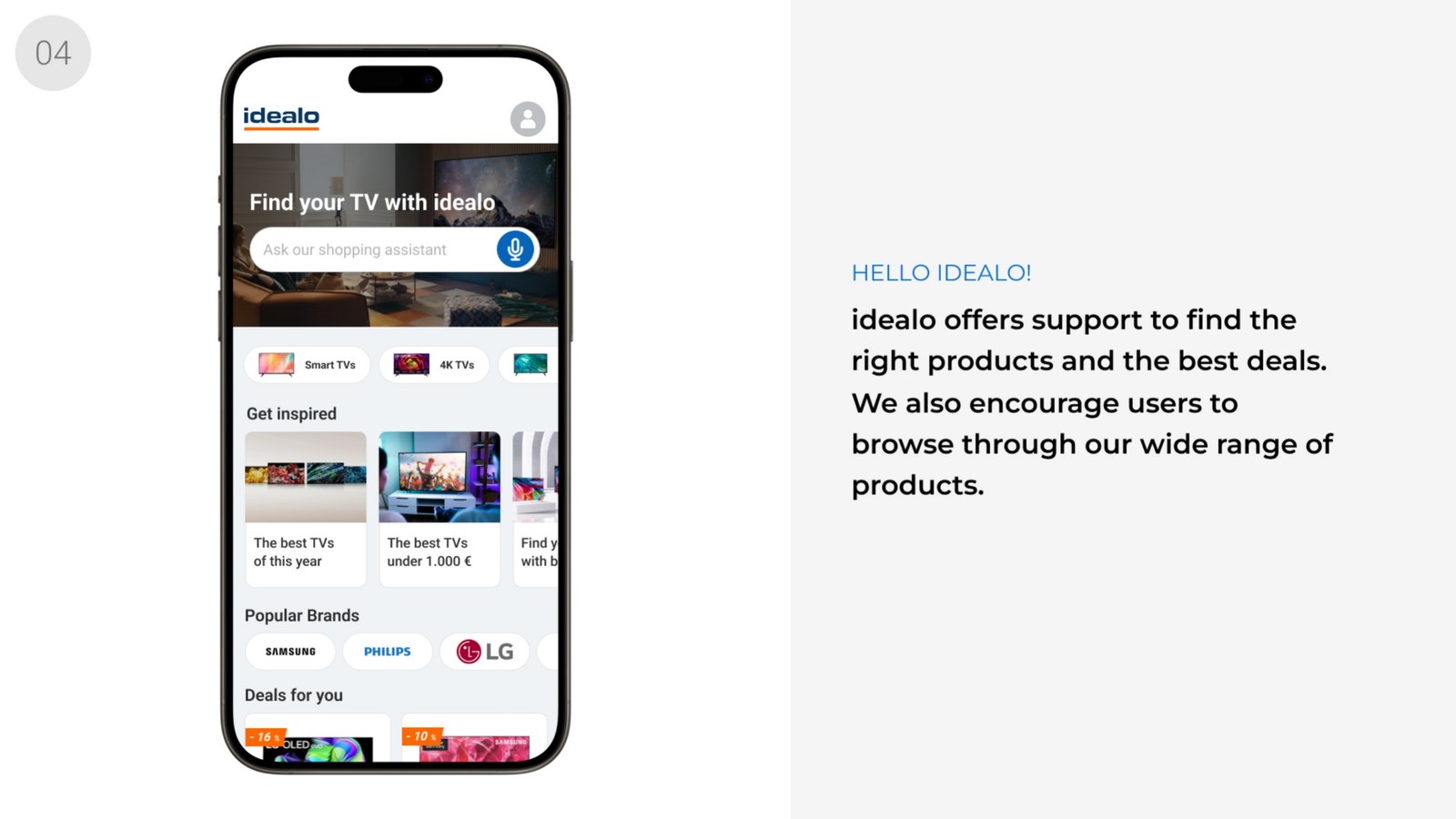 Hello idealo: Startseite mit Suche und Inspiration