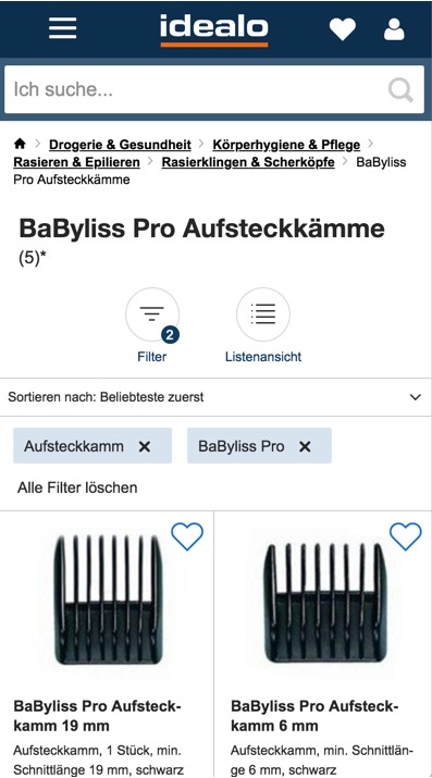 Alte mobile Ergebnisliste