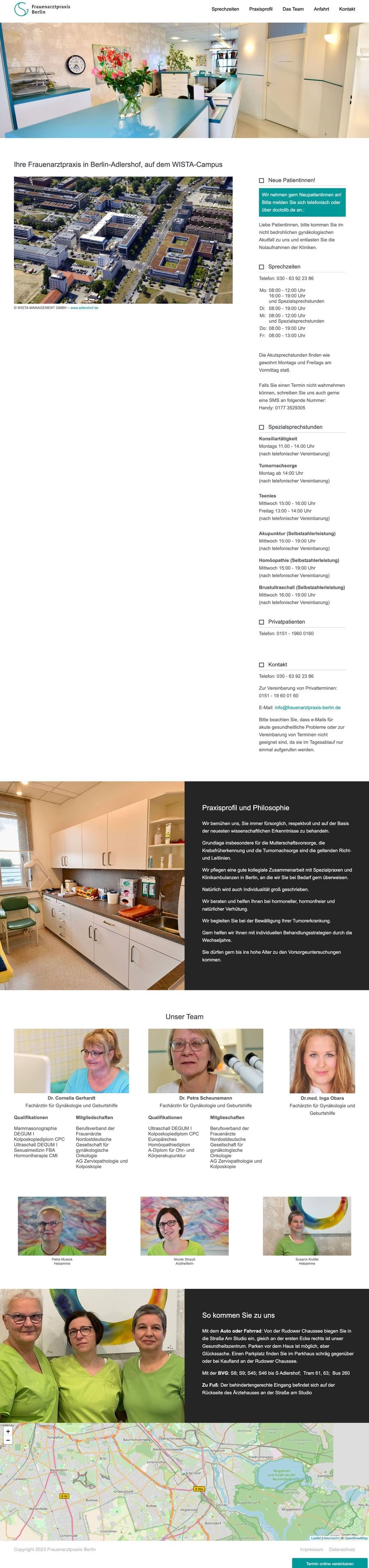 Komplette alte Website der Frauenarztpraxis